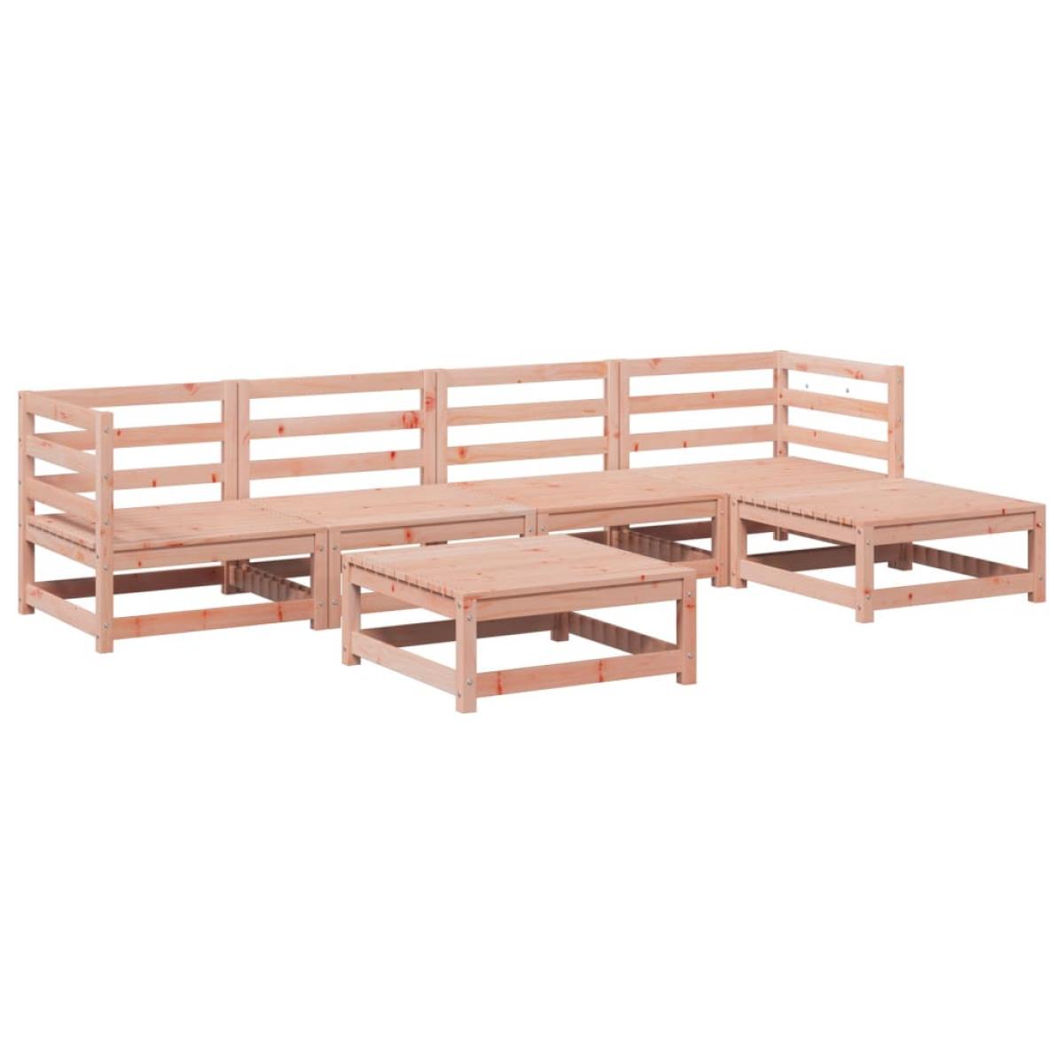 Juego de sofás de jardín 6 pzas madera maciza de abeto Douglas