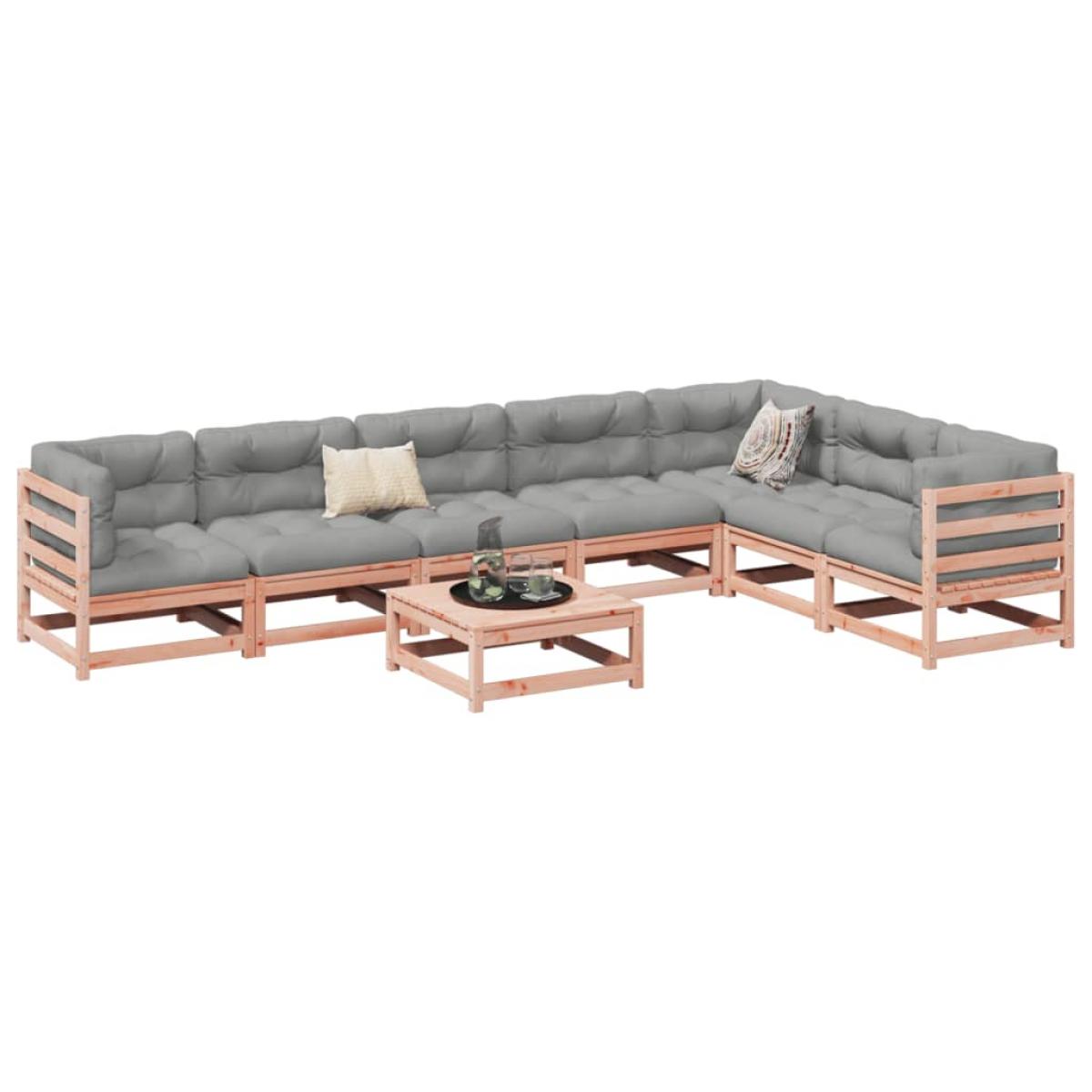 Set de sofás jardín 8 pzas con cojines madera de abeto Douglas