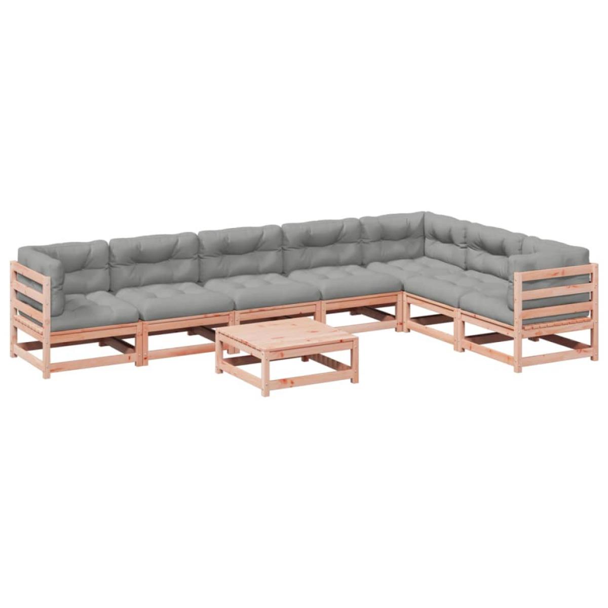 Set de sofás jardín 8 pzas con cojines madera de abeto Douglas
