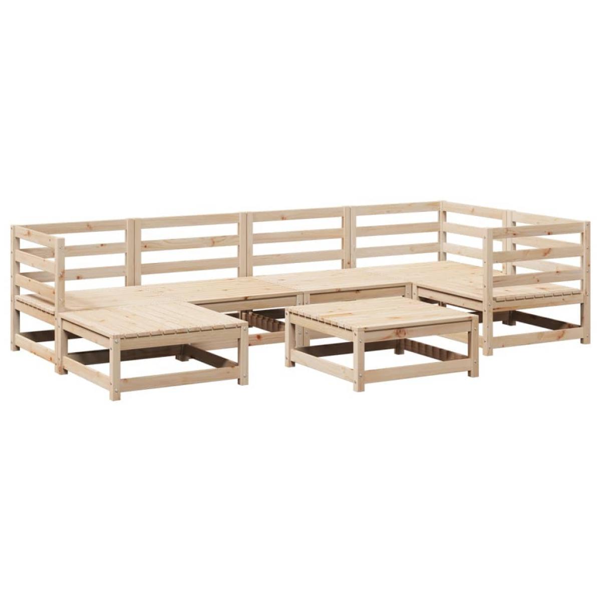 Juego de sofás de jardín 7 piezas madera maciza de pino