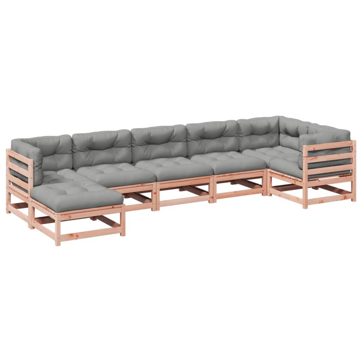 Set de sofás jardín 7 pzas con cojines madera abeto Douglas