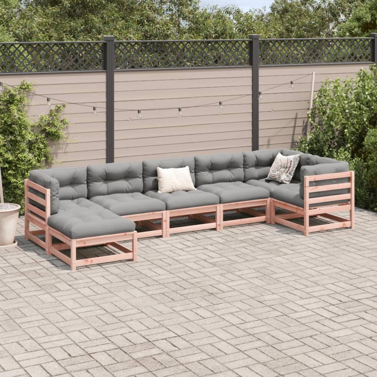 Set de sofás jardín 7 pzas con cojines madera abeto Douglas