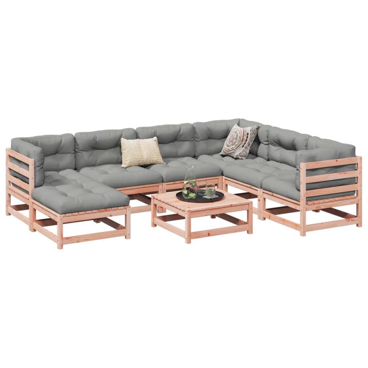 Set de sofás jardín 8 pzas con cojines madera de abeto Douglas