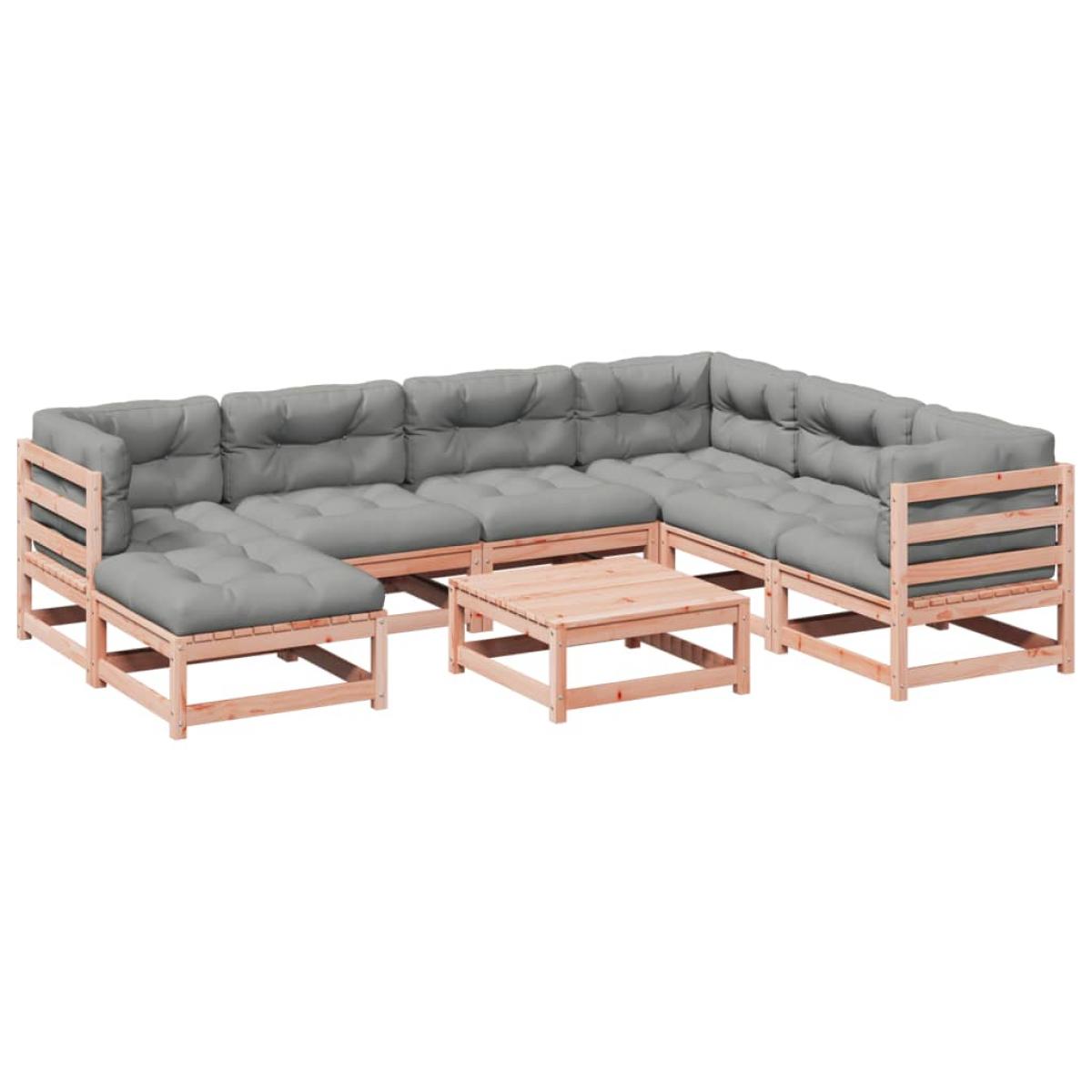 Set de sofás jardín 8 pzas con cojines madera de abeto Douglas
