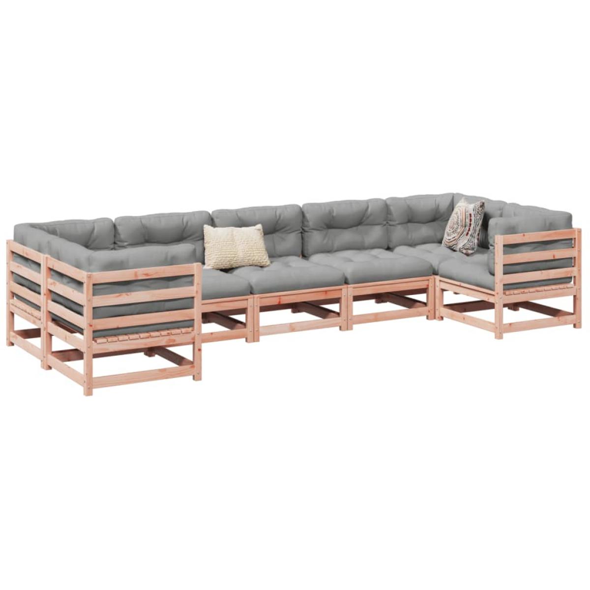 Set de sofás jardín 7 pzas con cojines madera abeto Douglas