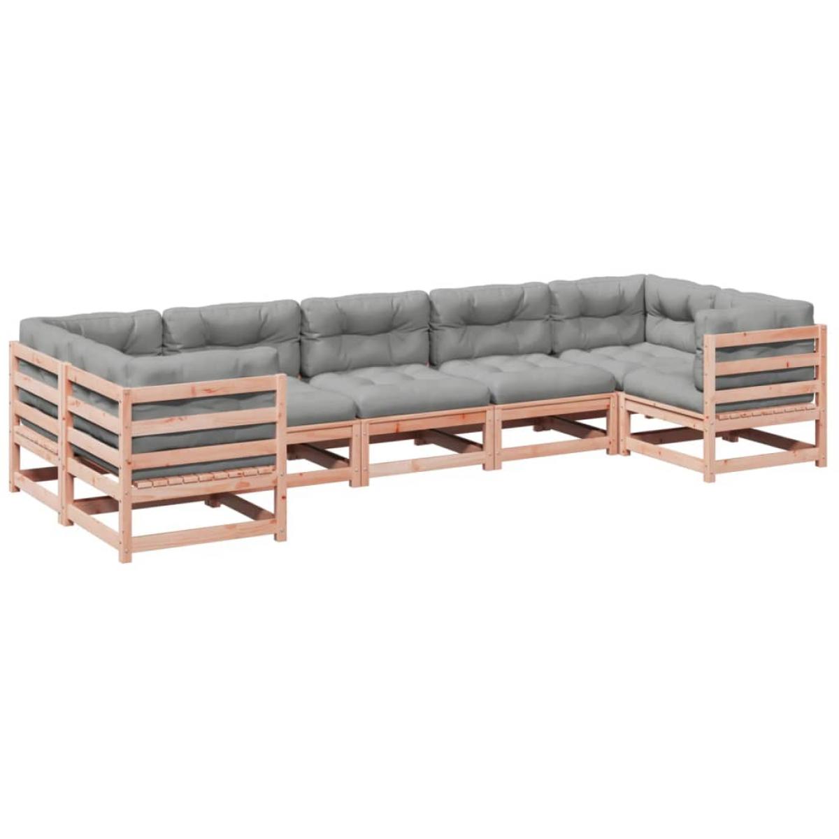 Set de sofás jardín 7 pzas con cojines madera abeto Douglas