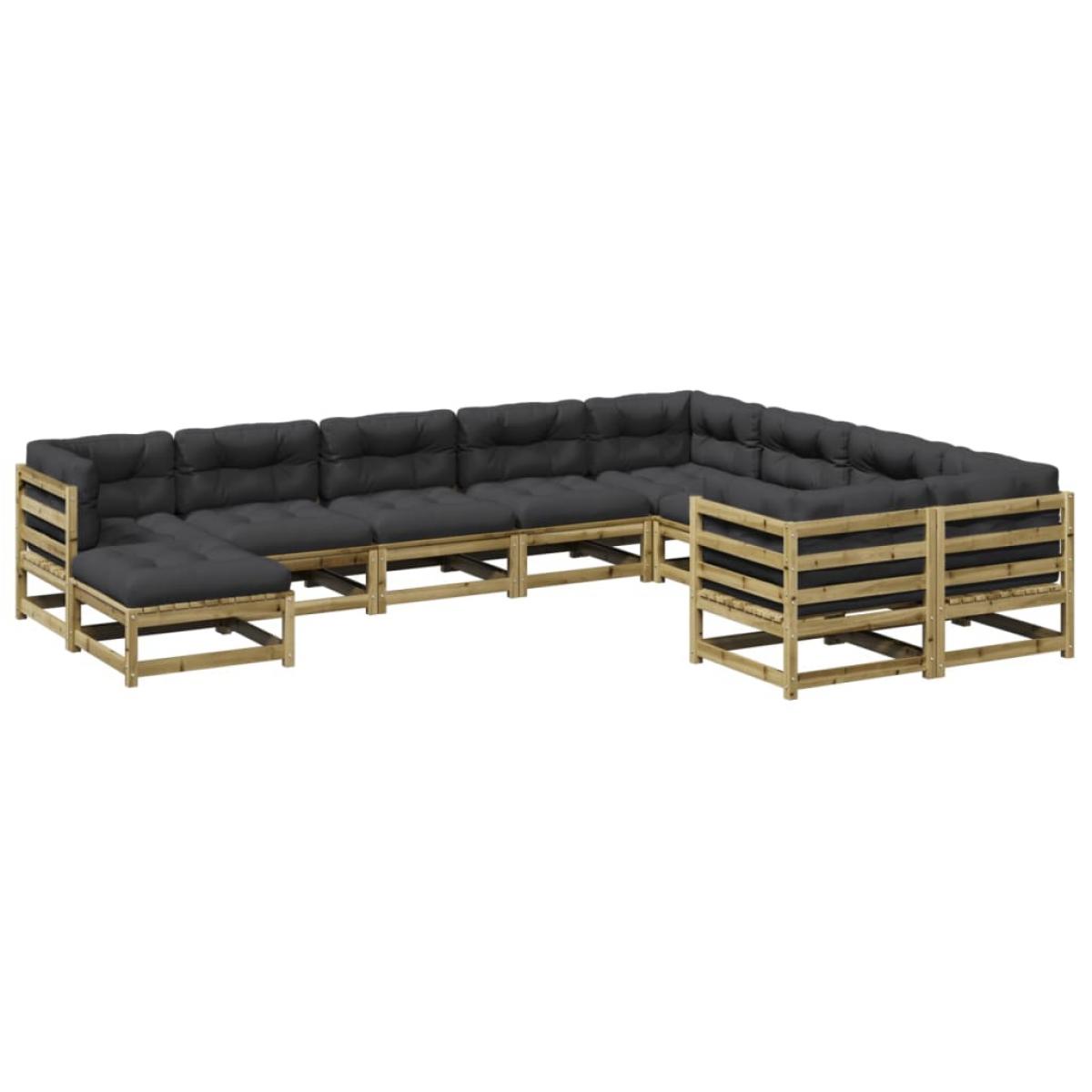 Set de sofás jardín 10 pzas con cojines madera pino impregnada