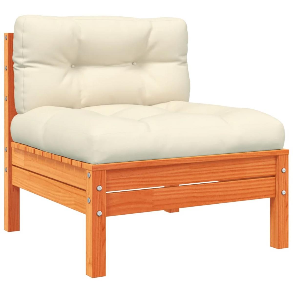 Set de sofás jardín 12 pzas con cojines madera pino marrón cera