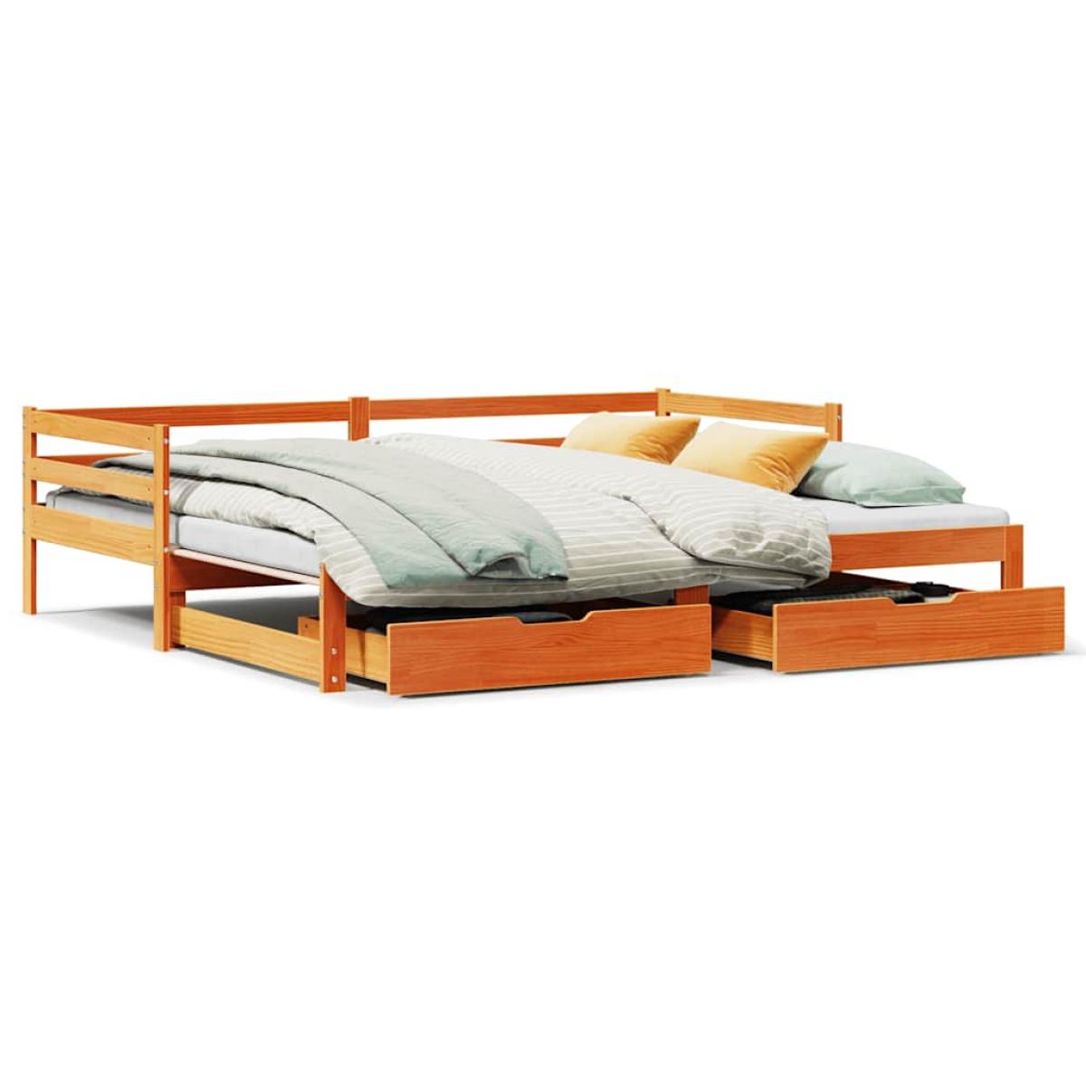 Sofá cama nido con cajones madera maciza de pino 90x200 cm