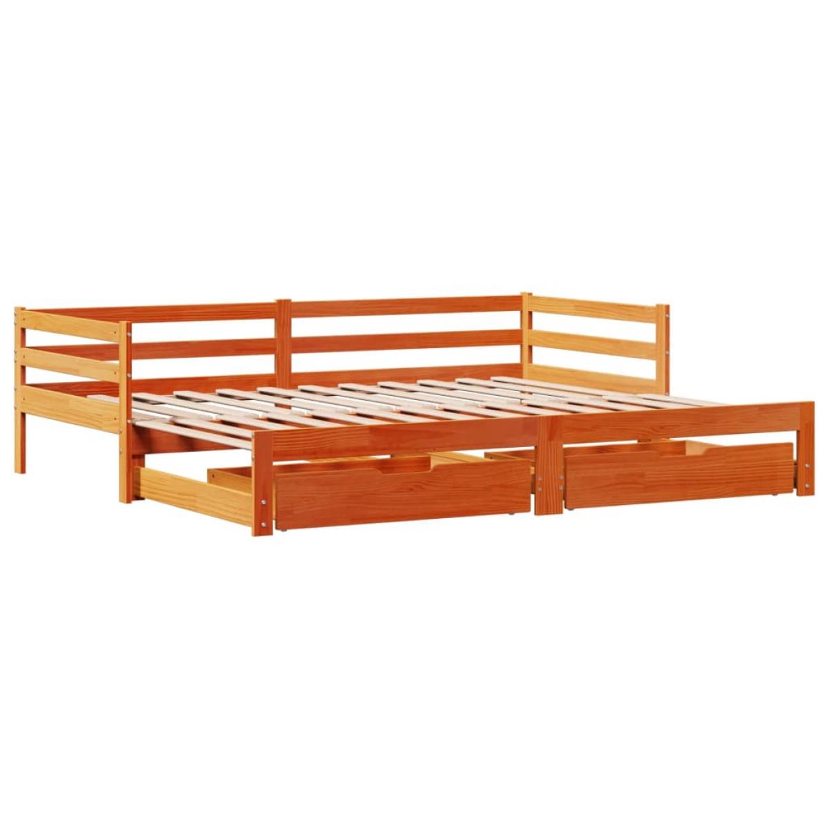 Sofá cama nido con cajones madera maciza de pino 90x200 cm