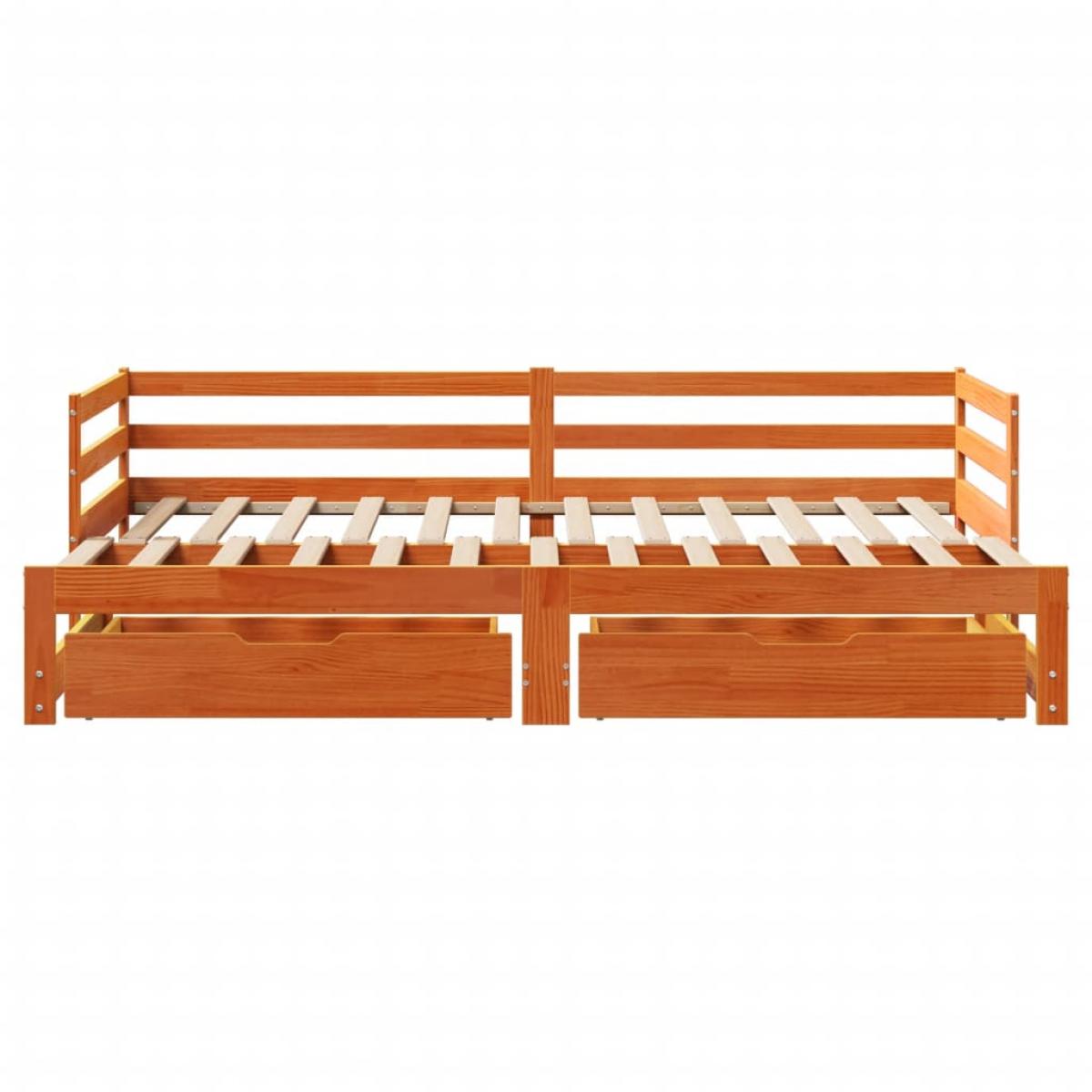 Sofá cama nido con cajones madera maciza de pino 90x200 cm