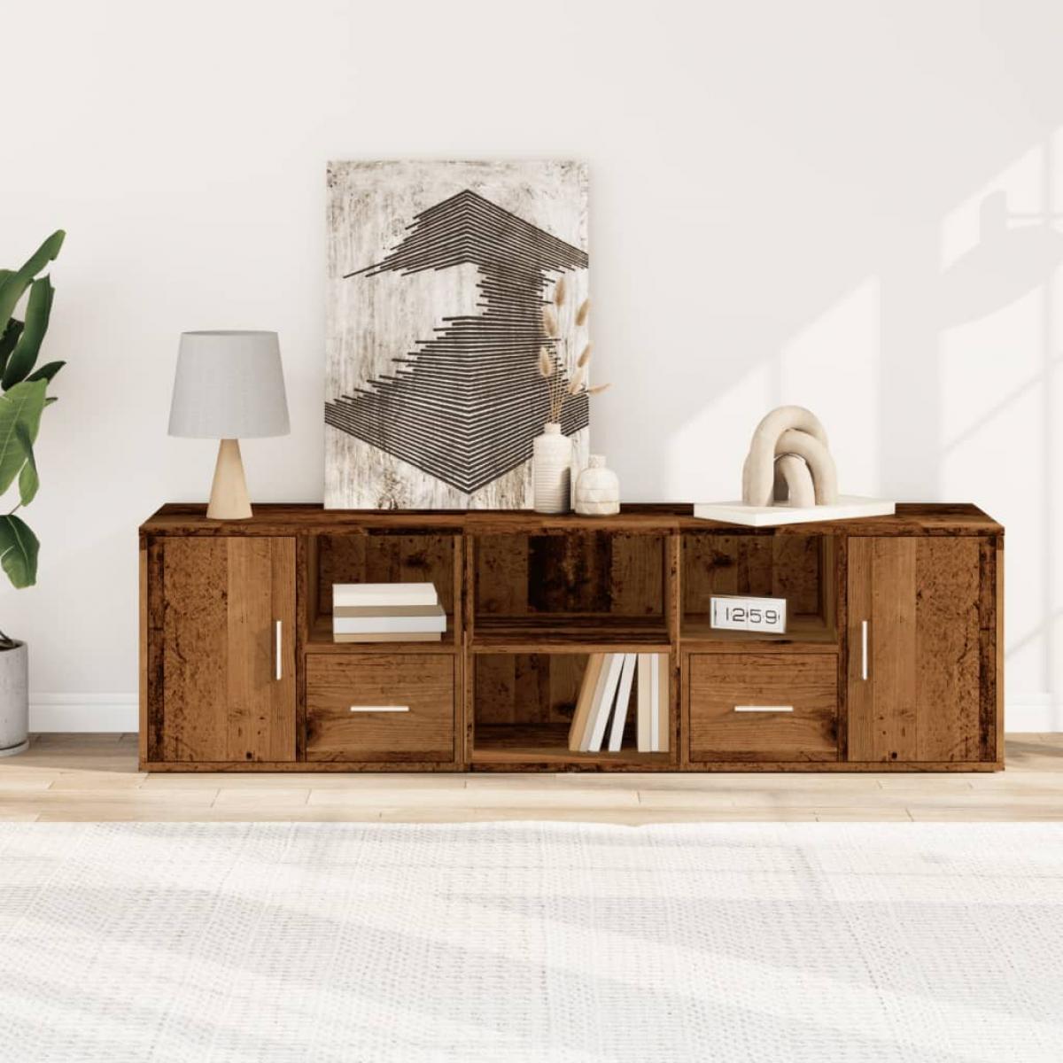 Mueble de esquina madera de ingeniería envejecida 160x40x45 cm