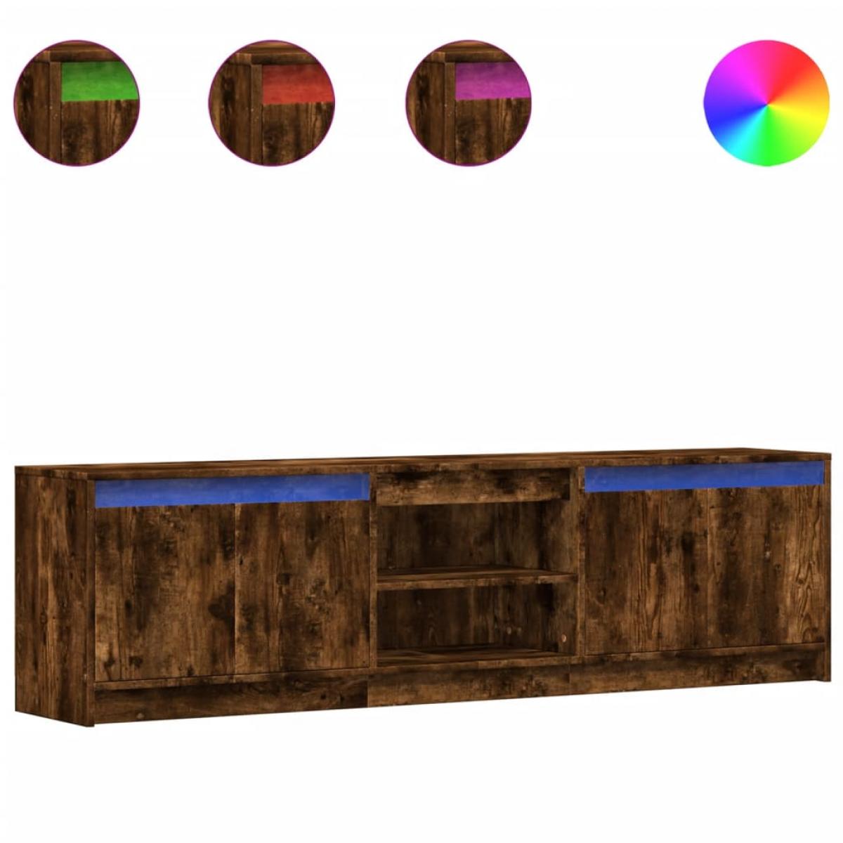 Mueble de TV LED madera ingeniería roble ahumado 180x34x50 cm