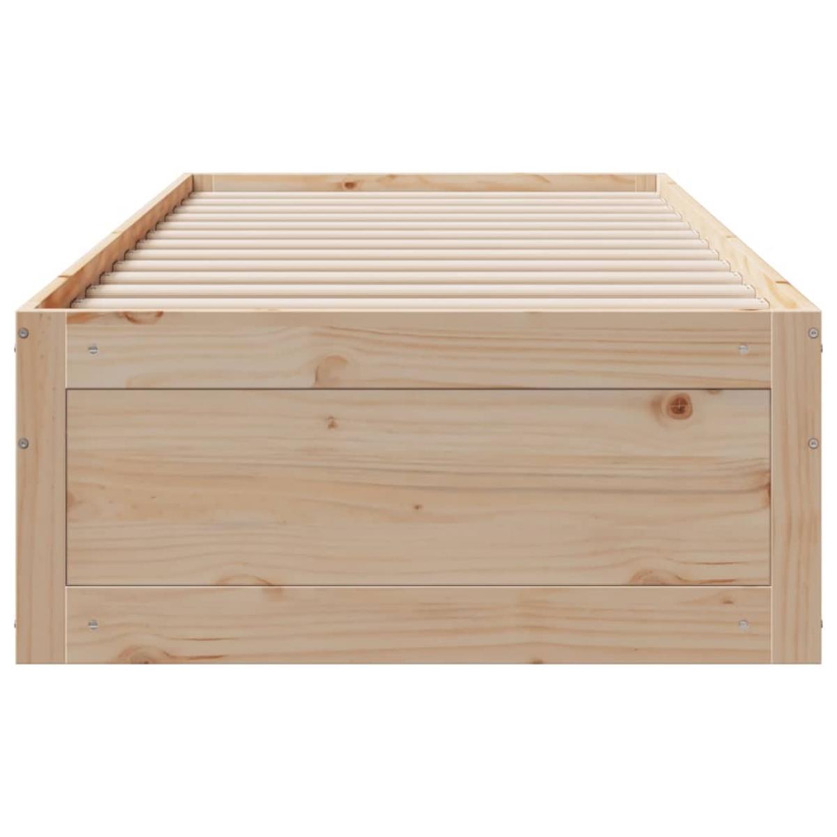 Cama sin colchón con cajones madera maciza de pino 100x200 cm