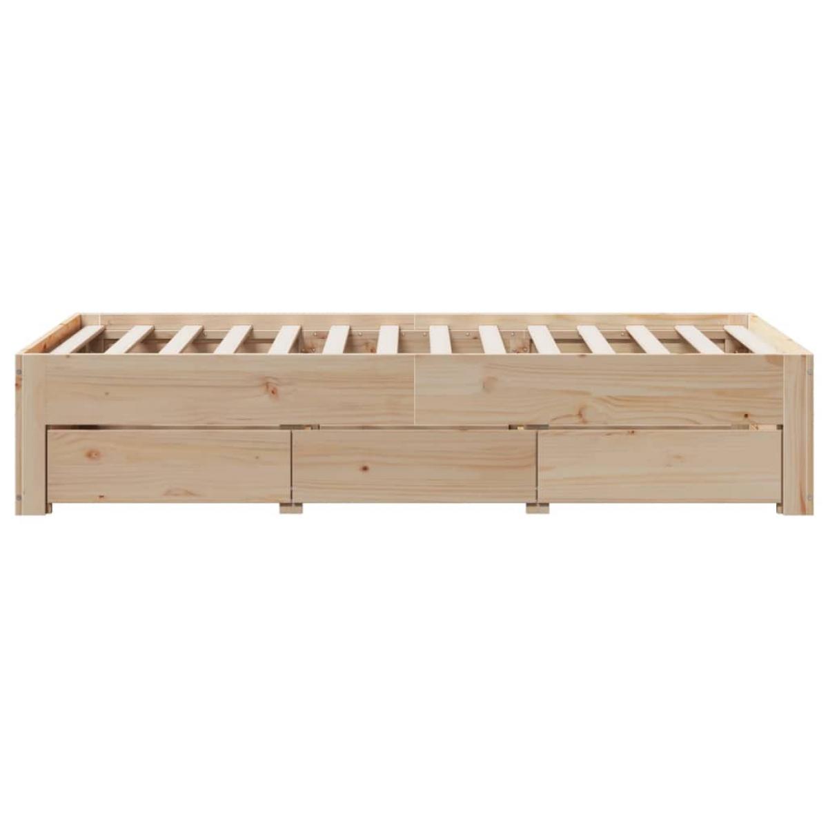 Cama sin colchón con cajones madera maciza de pino 100x200 cm