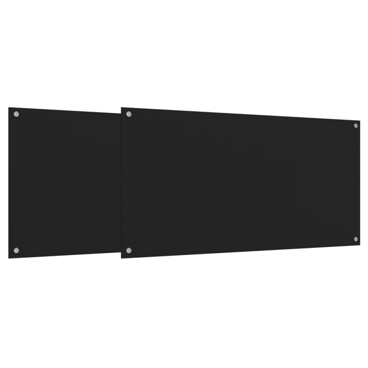 Salpicaderos de cocina 2 uds vidrio templado negro 80x50 cm