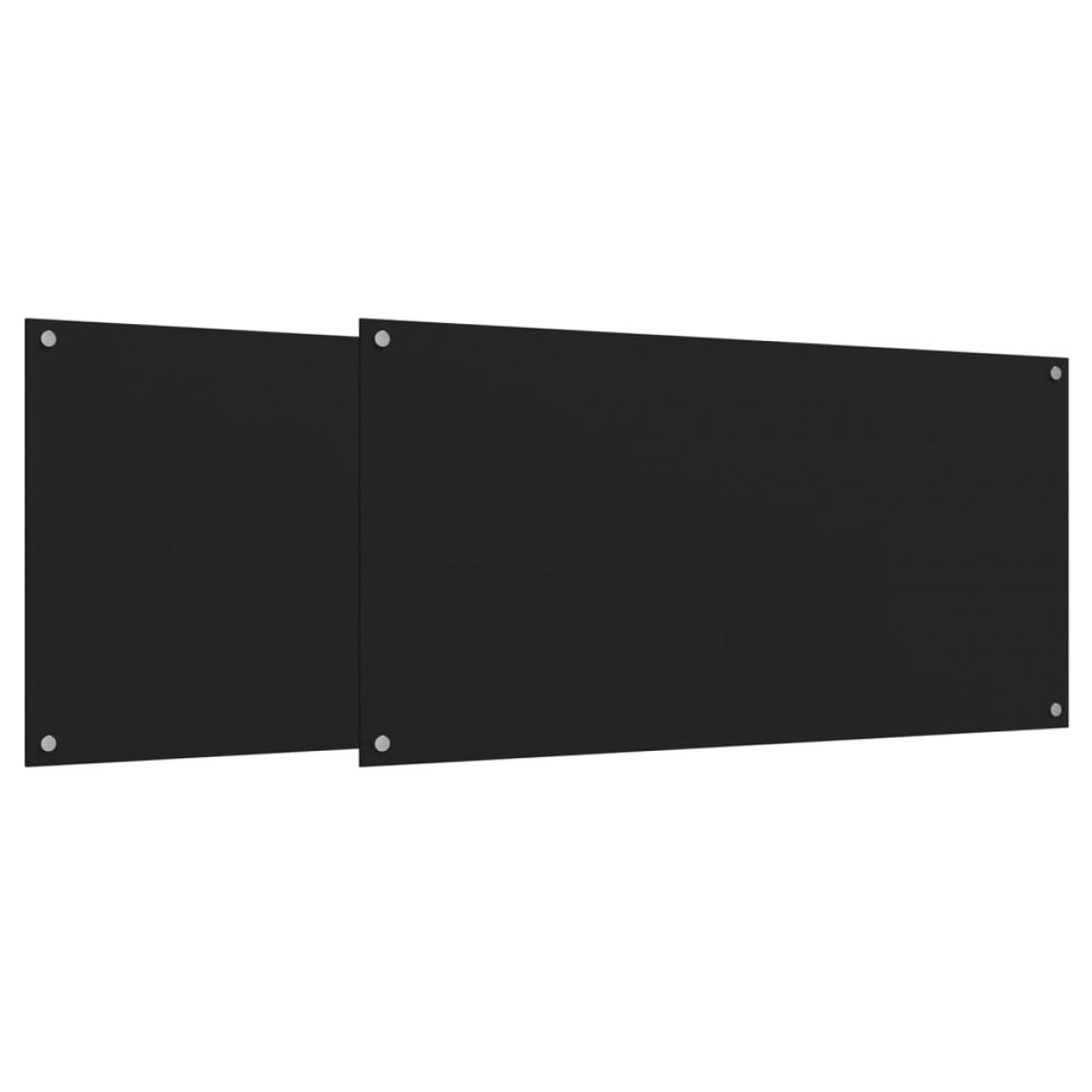 Salpicaderos de cocina 2 uds vidrio templado negro 80x60 cm