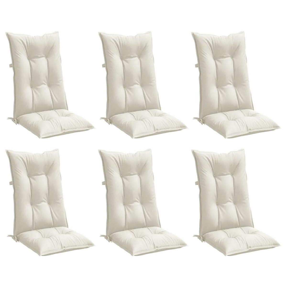 Cojines silla respaldo alto 6 uds tela crema melange 120x50x7cm
