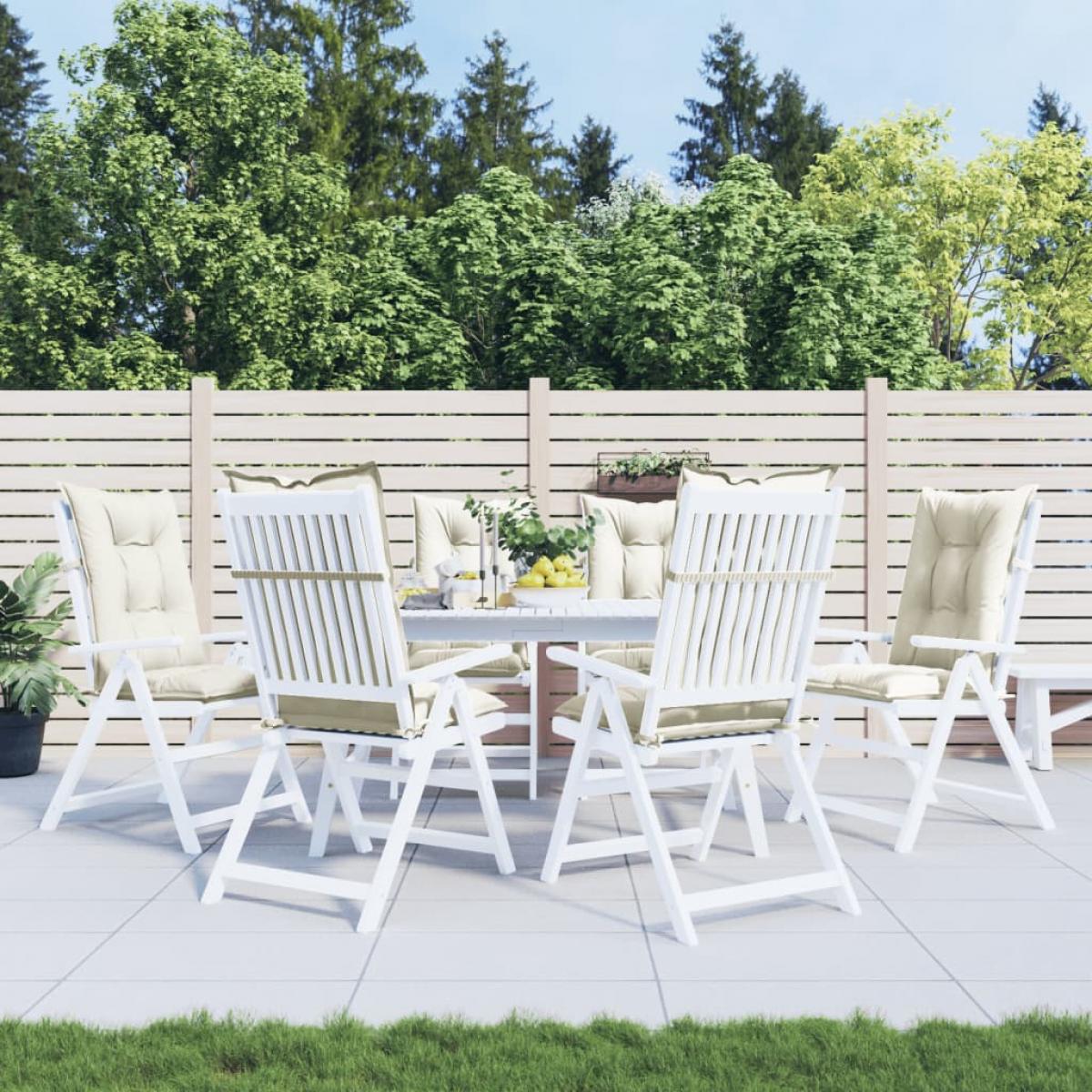 Cojines silla respaldo alto 6 uds tela crema melange 120x50x7cm