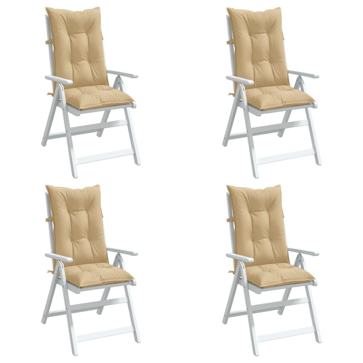 Cojines silla respaldo alto 4 uds tela beige melange 120x50x7cm