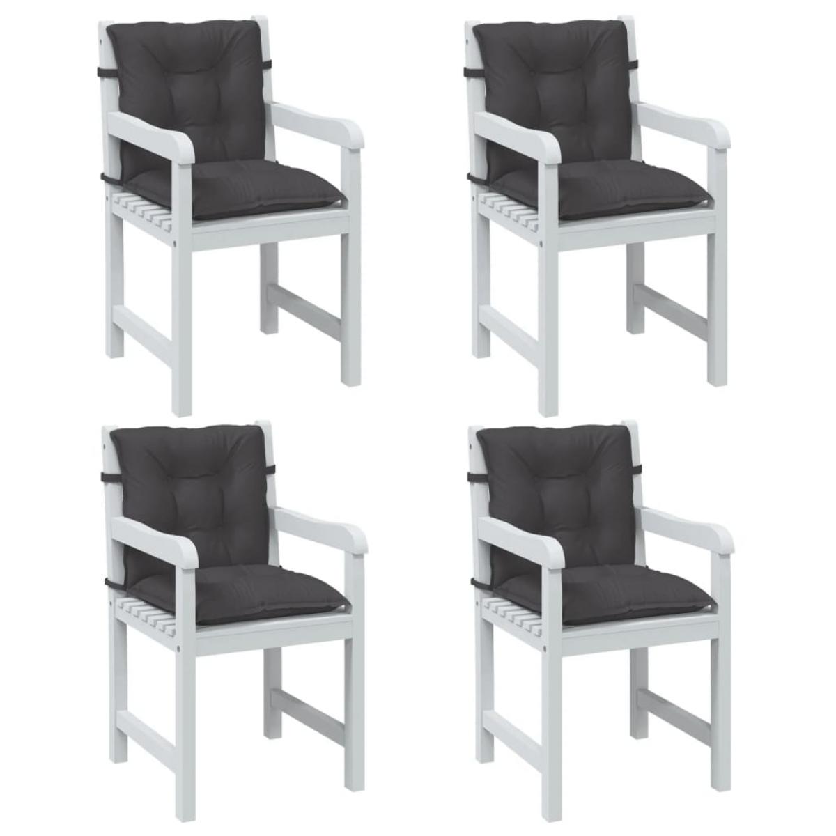 Cojines silla respaldo bajo 4 ud tela gris antracita melange