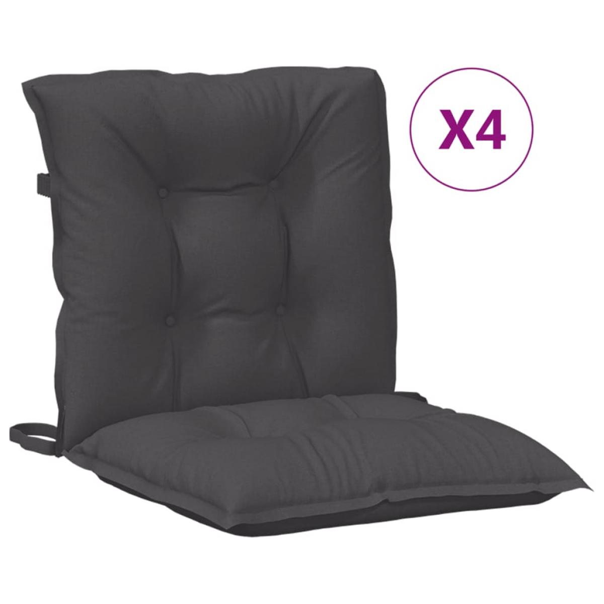 Cojines silla respaldo bajo 4 ud tela gris antracita melange