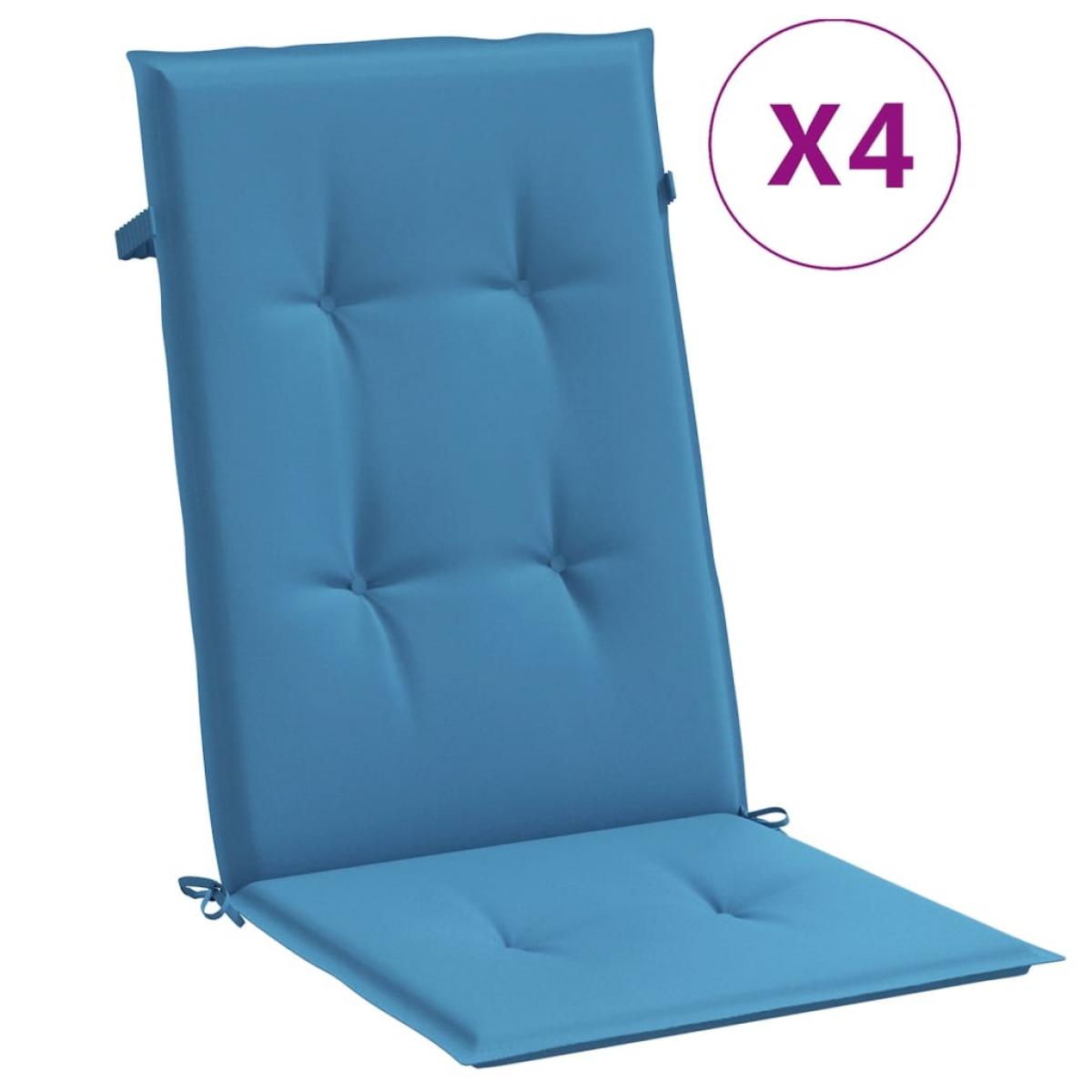 Cojines silla respaldo alto 4 uds tela azul melange 120x50x4 cm