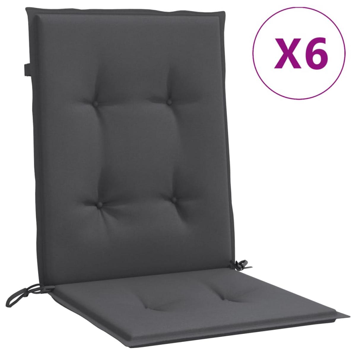 Cojines silla respaldo bajo 6 ud tela gris antracita melange
