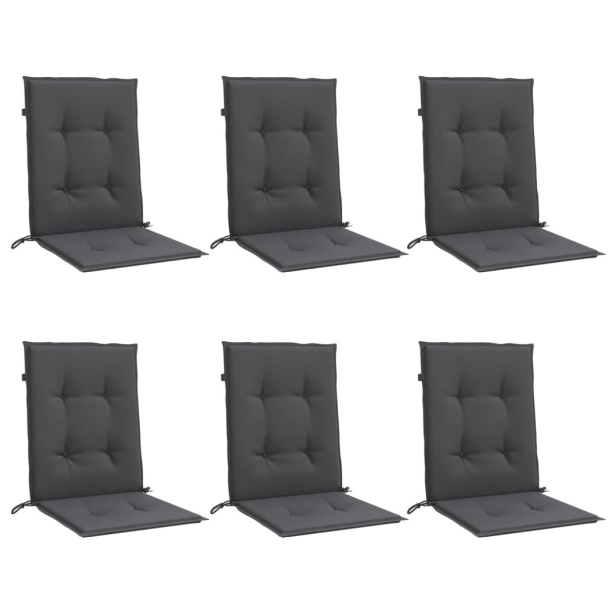 Cojines silla respaldo bajo 6 ud tela gris antracita melange
