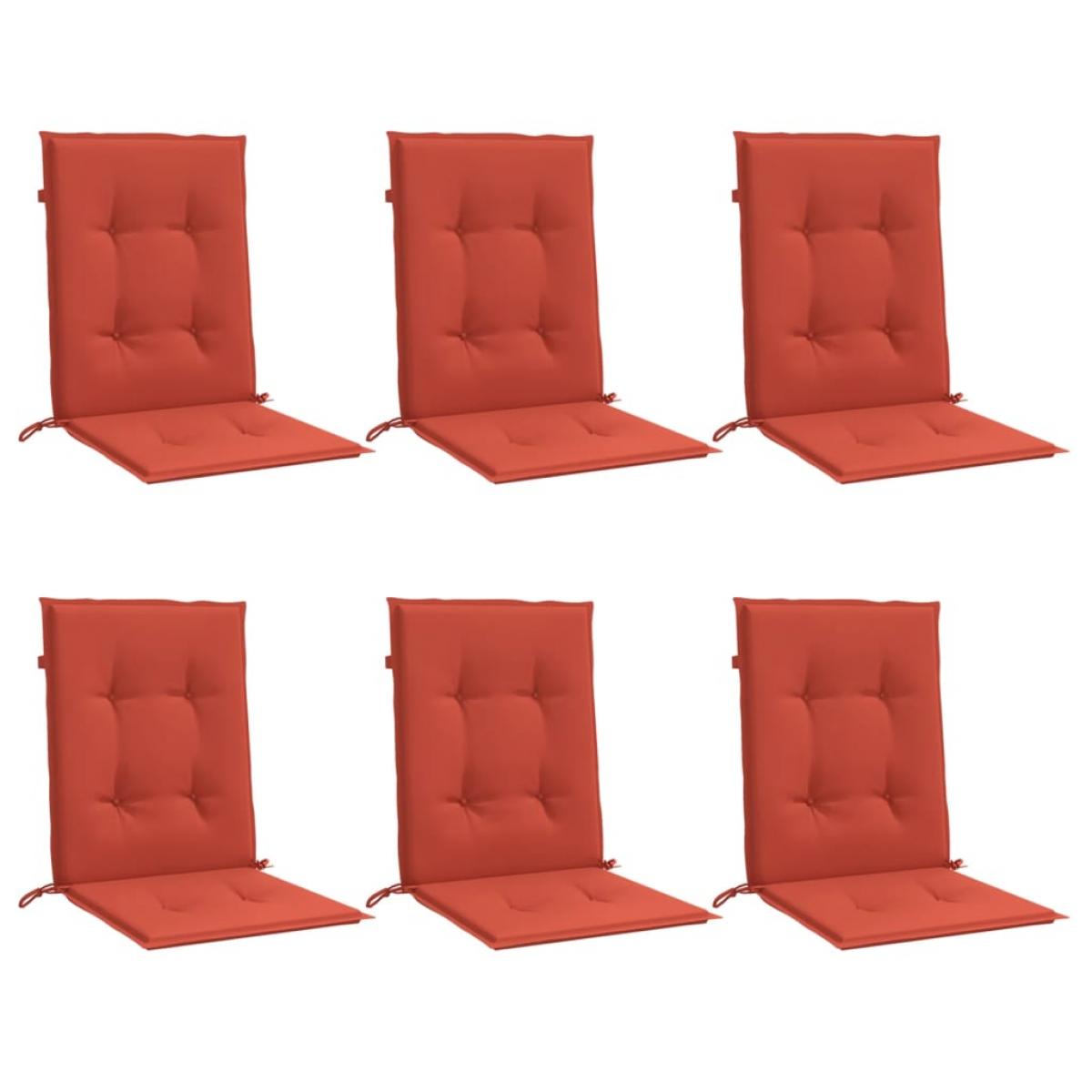 Cojines silla respaldo bajo 6 ud tela rojo melange 100x50x4 cm