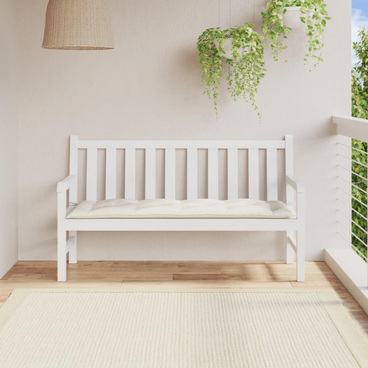 Cojín para banco de jardín tela crema melange 150x50x7 cm
