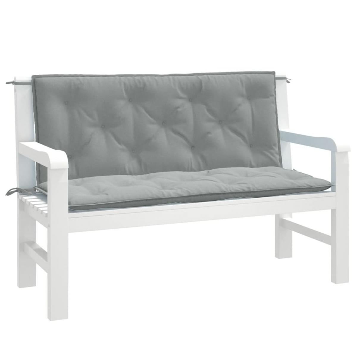Cojines banco jardín 2 uds tela gris claro melange 120x50x7 cm