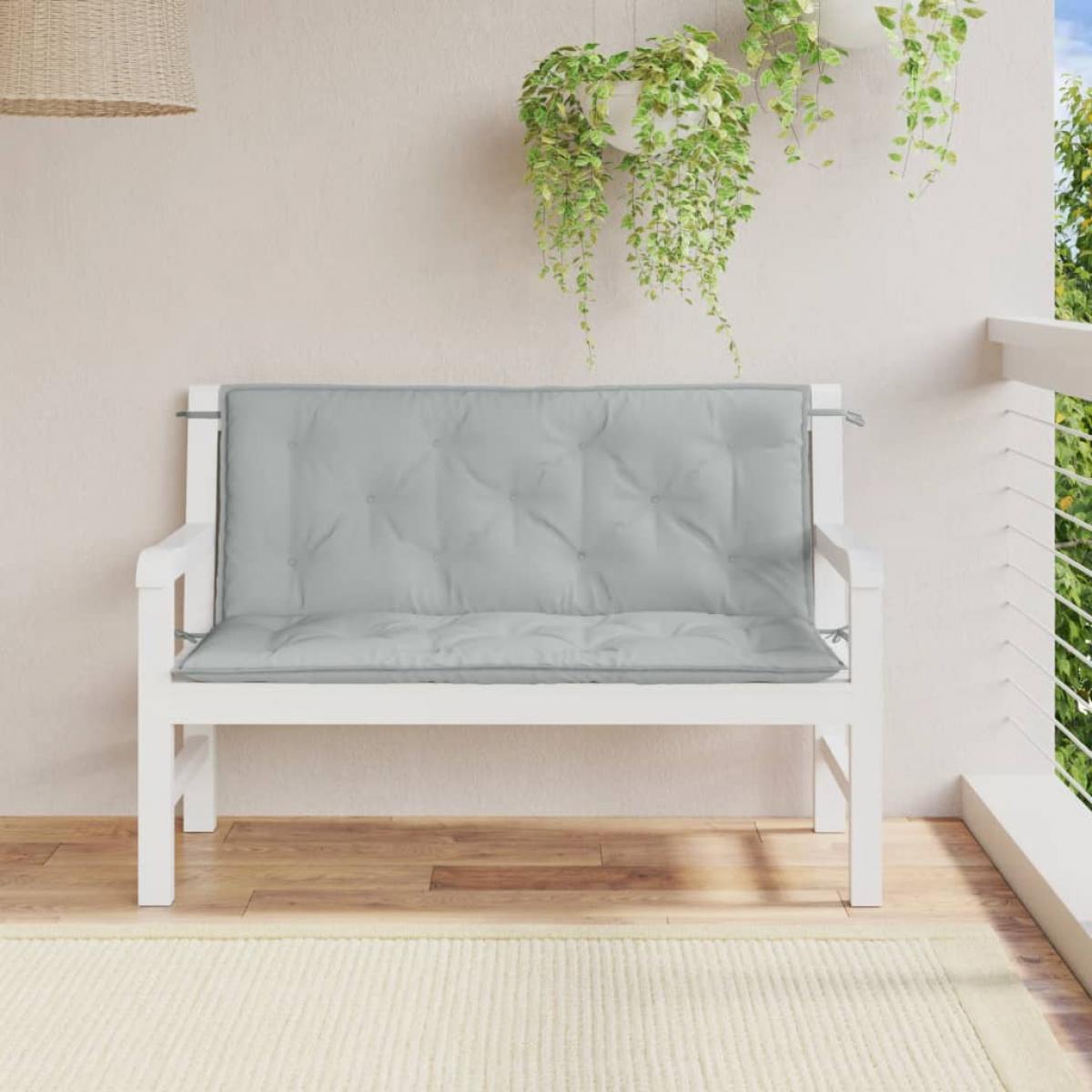 Cojines banco jardín 2 uds tela gris claro melange 120x50x7 cm