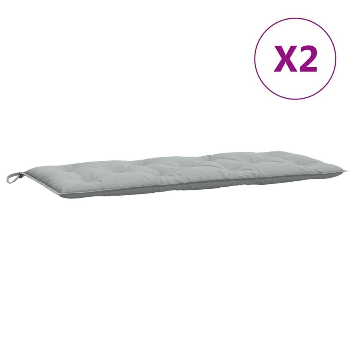 Cojines banco jardín 2 uds tela gris claro melange 120x50x7 cm