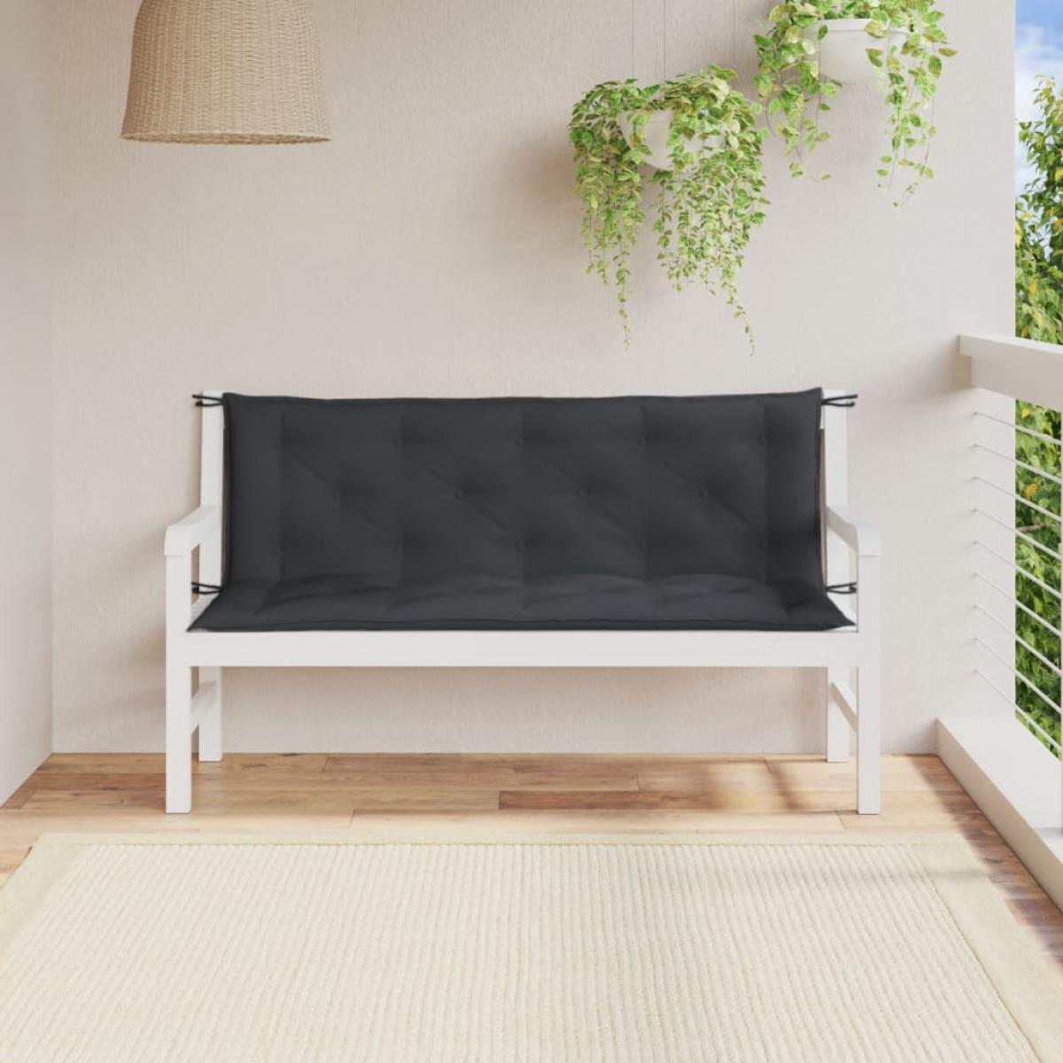 Cojines banco jardín 2 uds tela antracita melange 150x50x7 cm