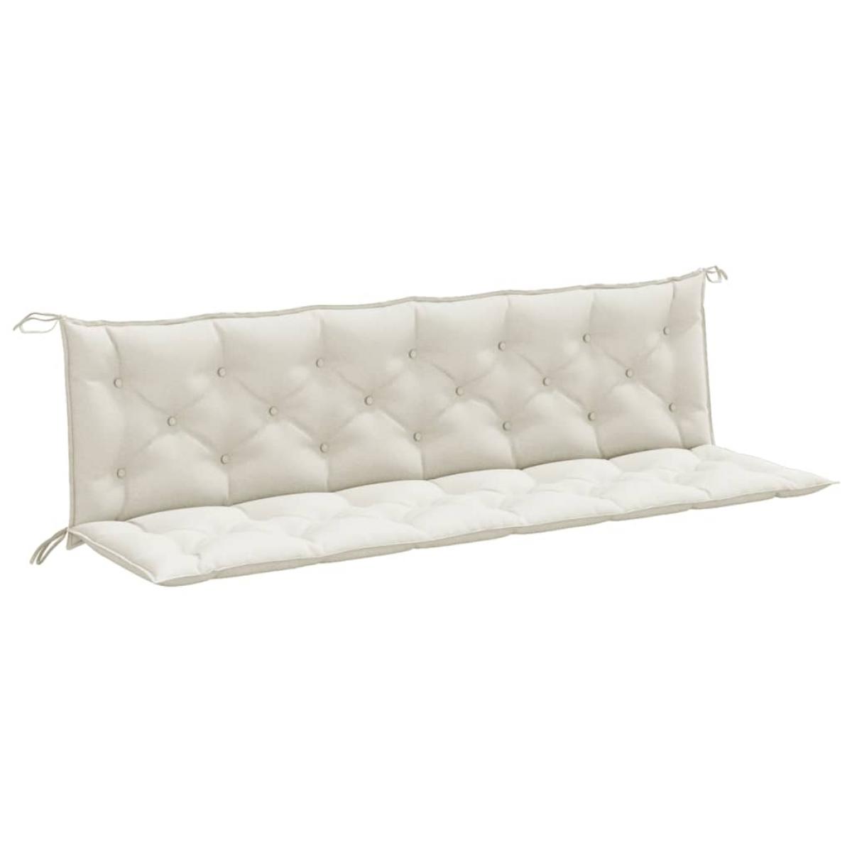 Cojines para banco jardín 2 uds tela crema melange 200x50x7 cm