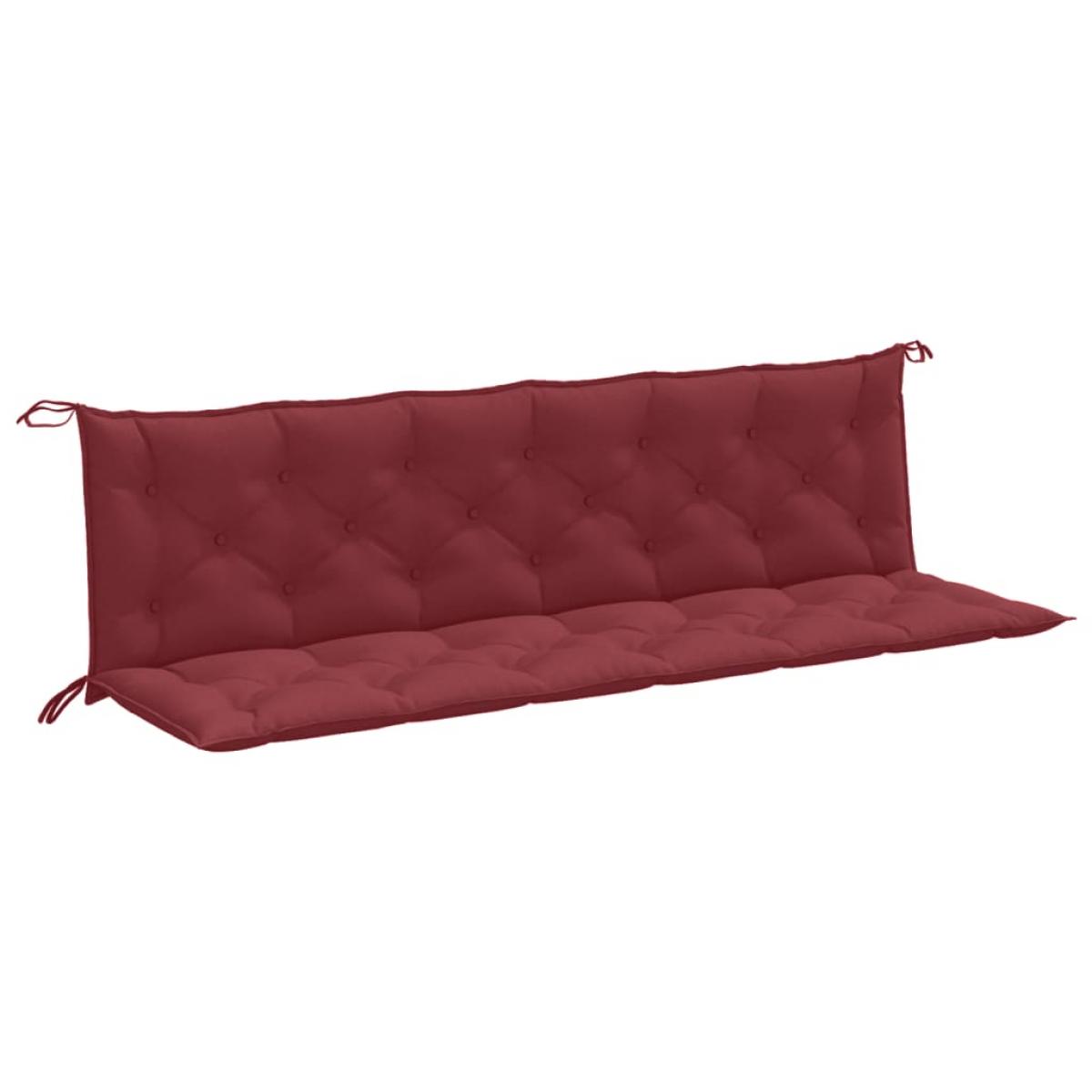Cojines banco jardín 2 uds tela rojo tinto melange 200x50x7 cm