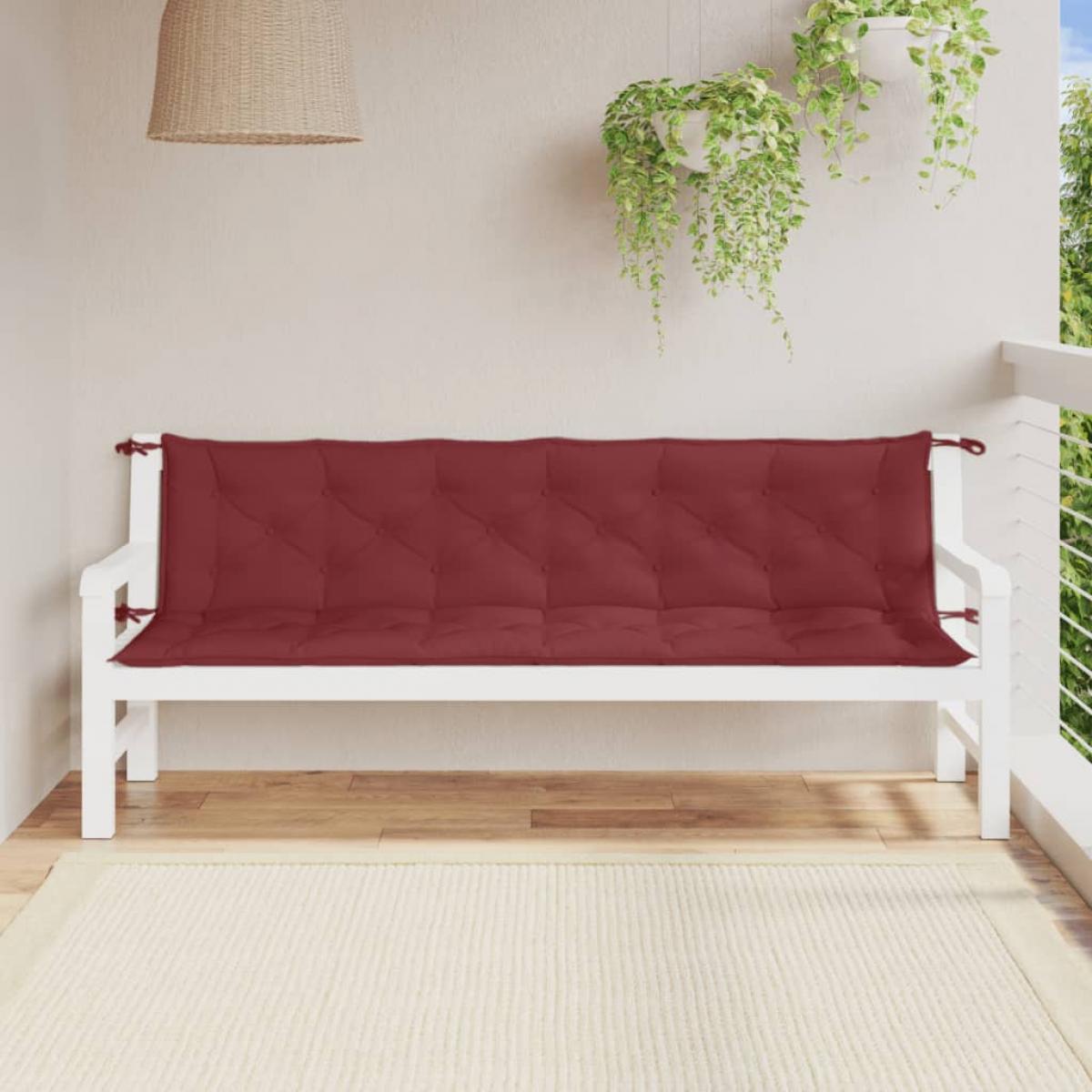 Cojines banco jardín 2 uds tela rojo tinto melange 200x50x7 cm