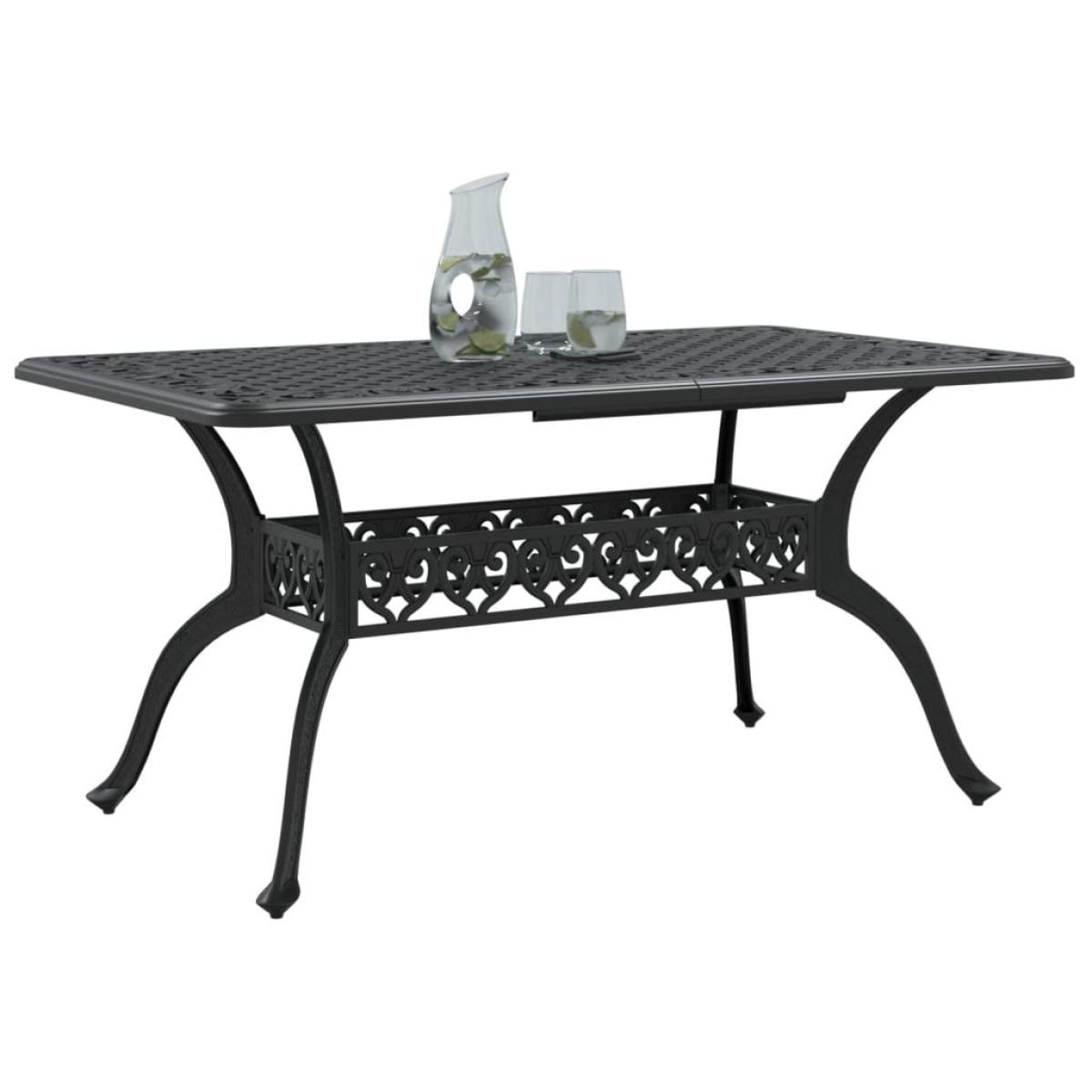 Mesa de jardín aluminio fundido negro 150x90x72 cm