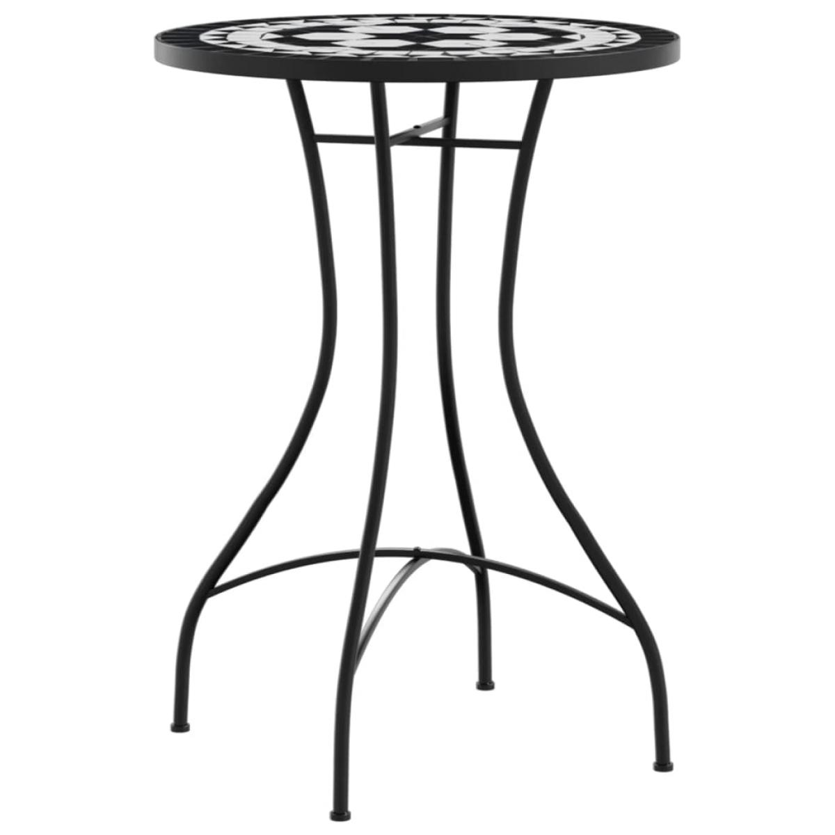 Mesa de bistró de mosaico cerámica negro y blanco Ø50x70 cm