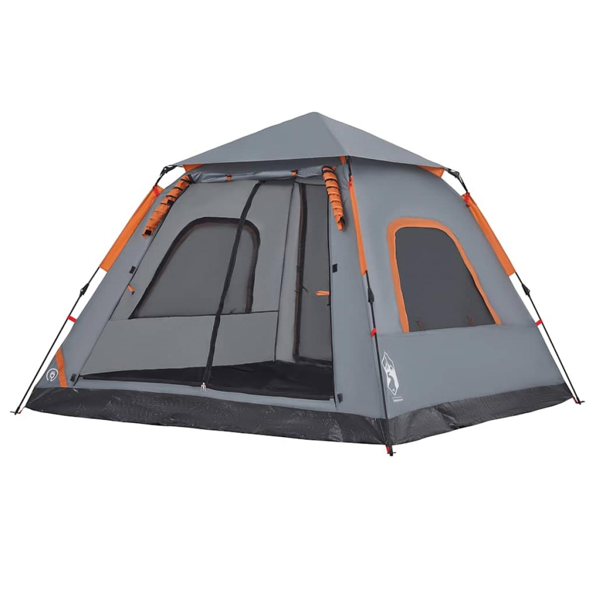 Tienda de campaña iglú 5 personas apertura rápida gris/naranja
