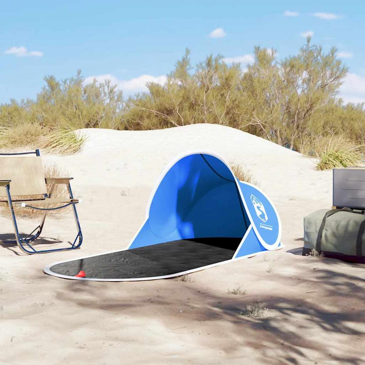Tienda de playa pop-up impermeable azul