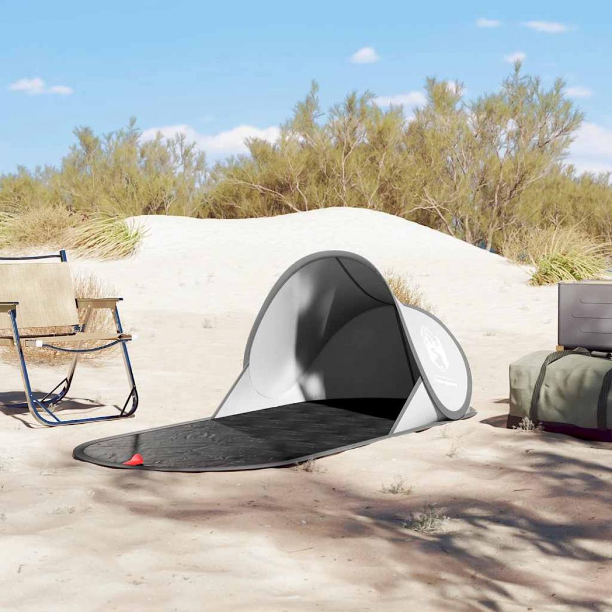 Tienda de playa pop-up impermeable gris