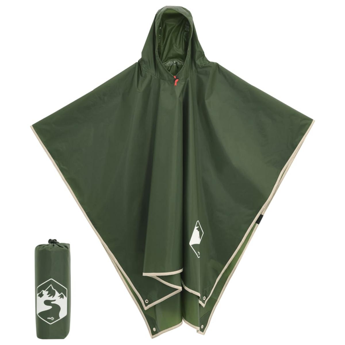 Poncho de lluvia con capucha diseño 2 en 1 verde 223x145 cm