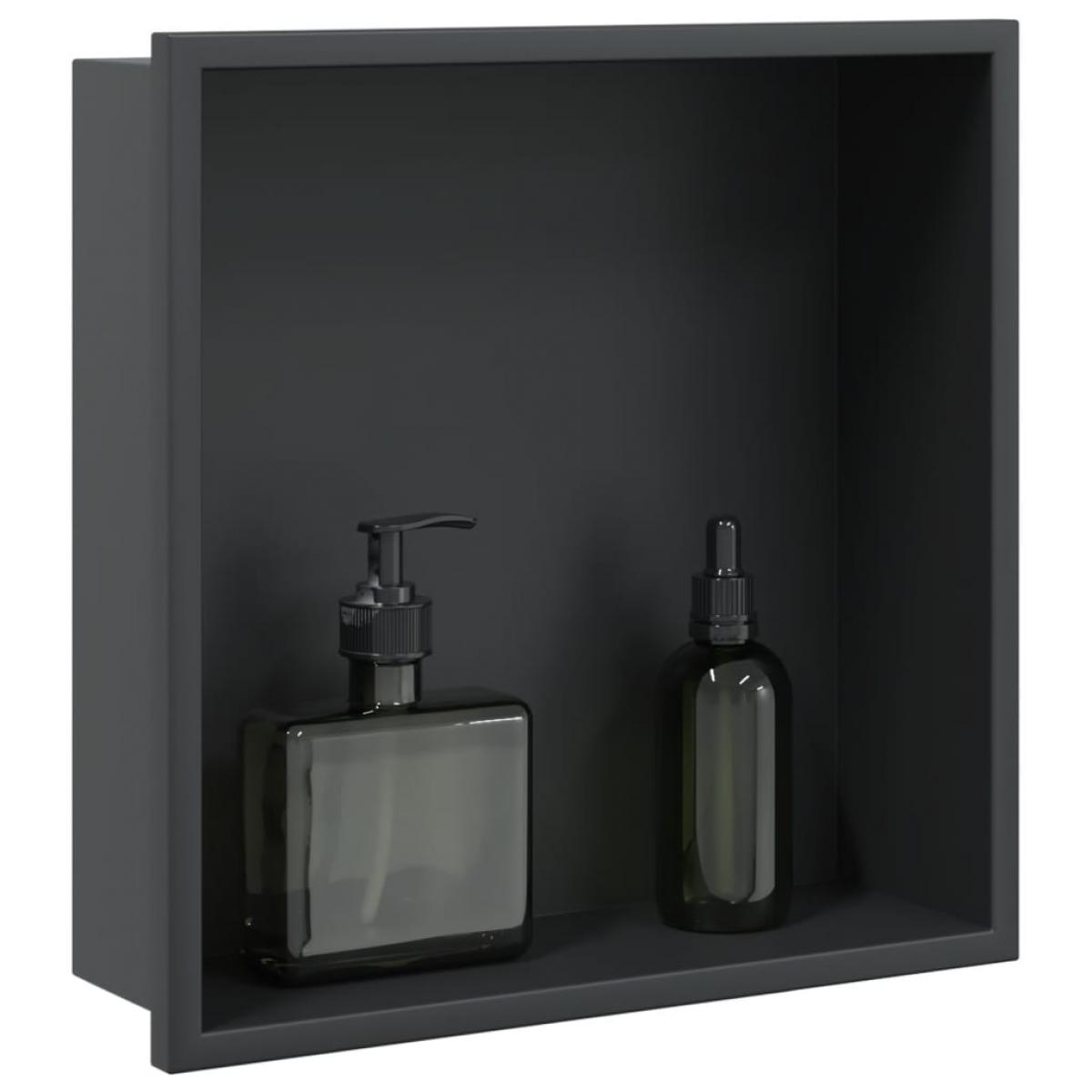 Hornacina ducha acero inoxidable negro mate 32x32x9 cm