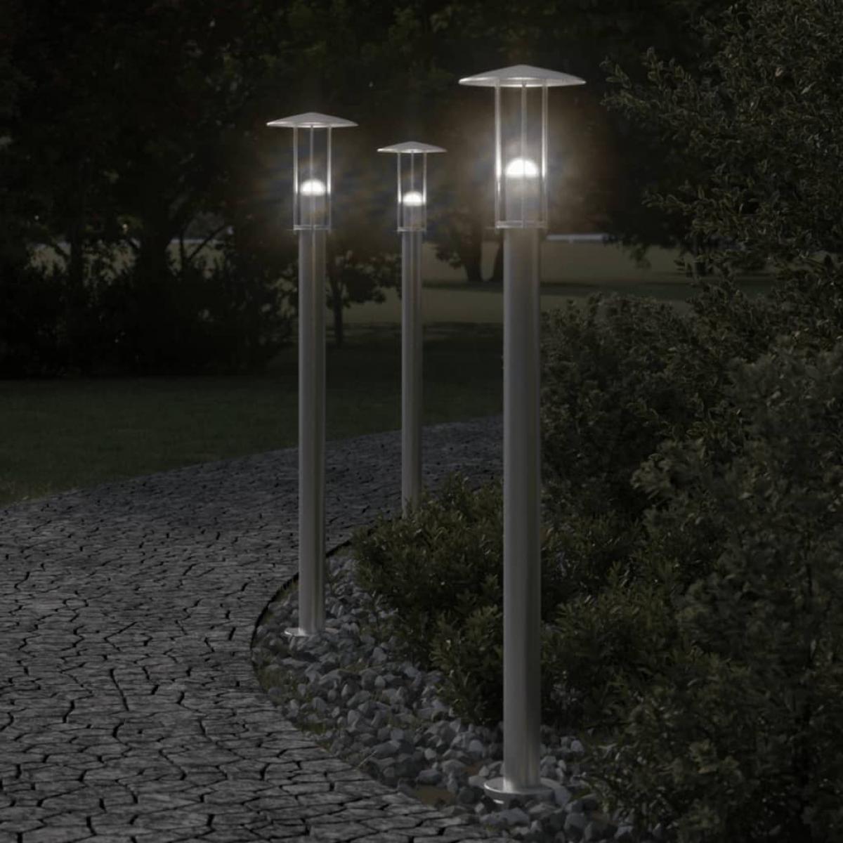 Lámpara de suelo de exterior acero inoxidable plateado 100 cm