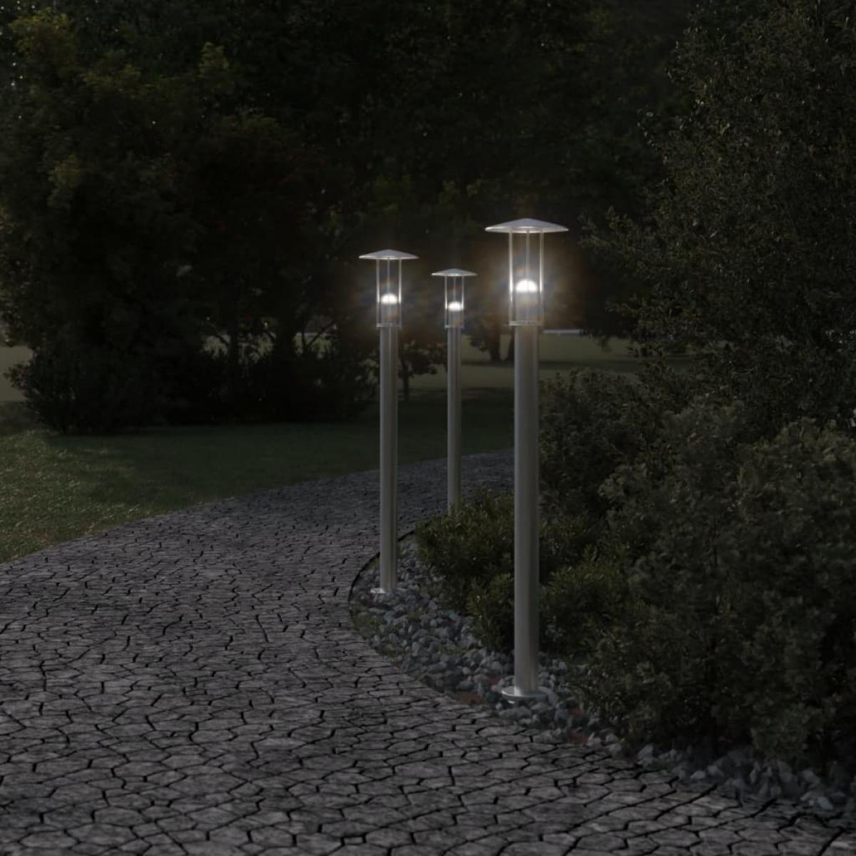 Lámpara de suelo de exterior acero inoxidable plateado 100 cm