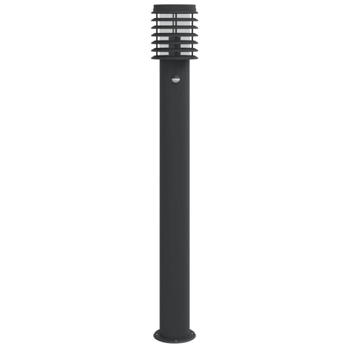 Lámparas de suelo exterior con sensor 3 uds acero negro 110 cm