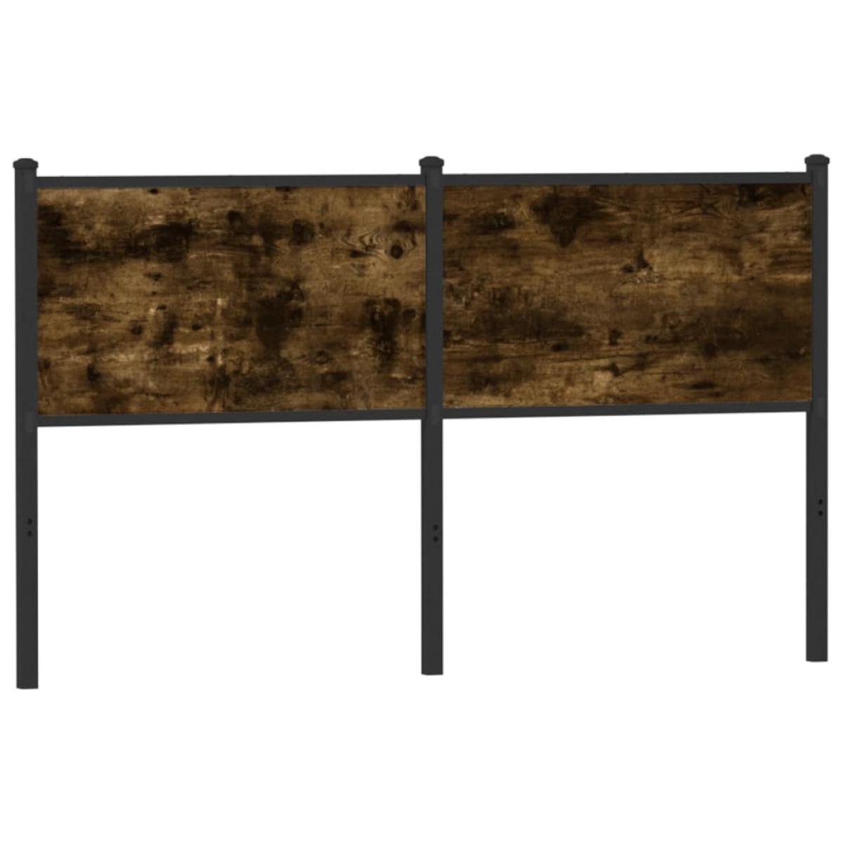 Cabecero de madera de ingeniería y acero roble ahumado 150 cm