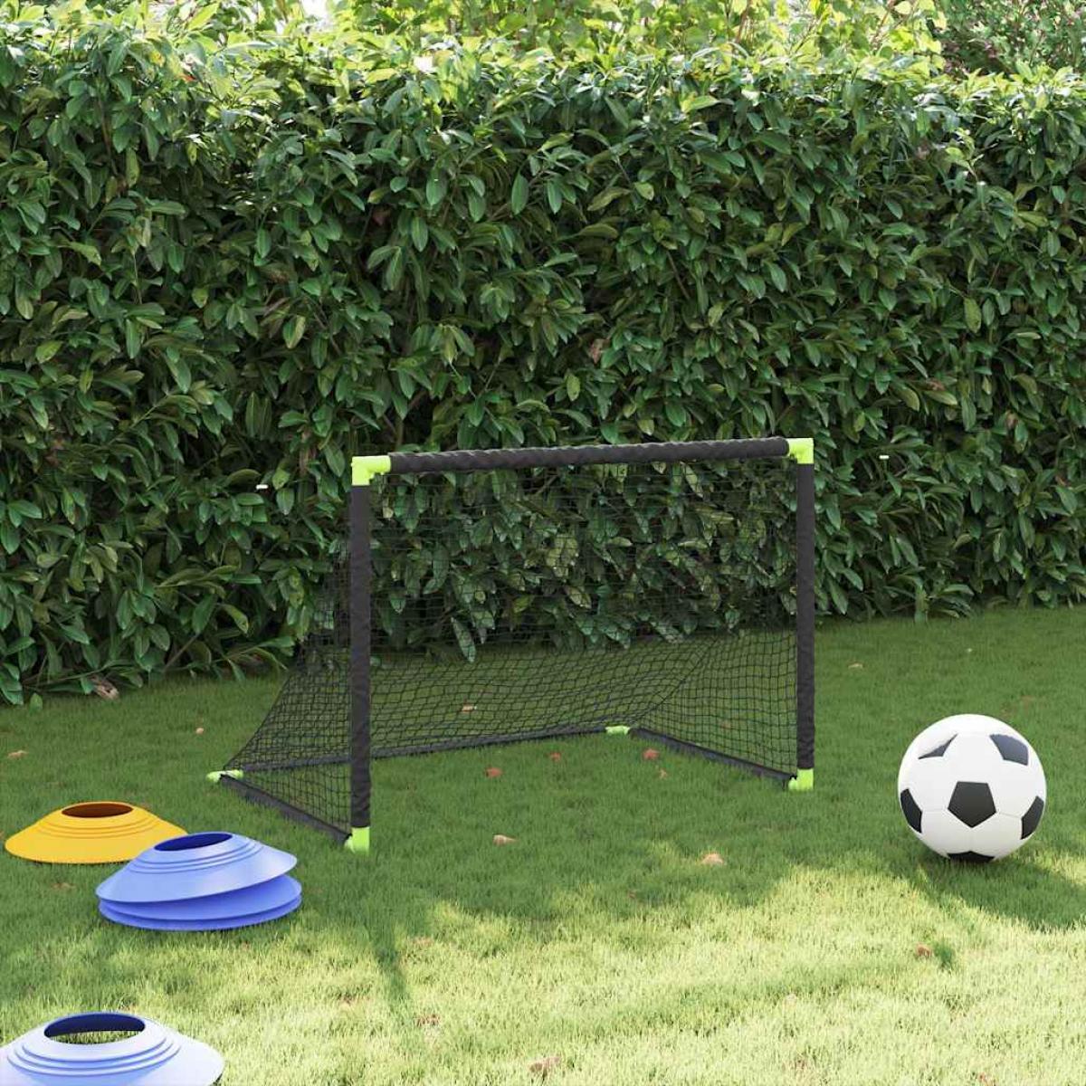 Portería de fútbol infantil plegable negra 90x64x64 cm
